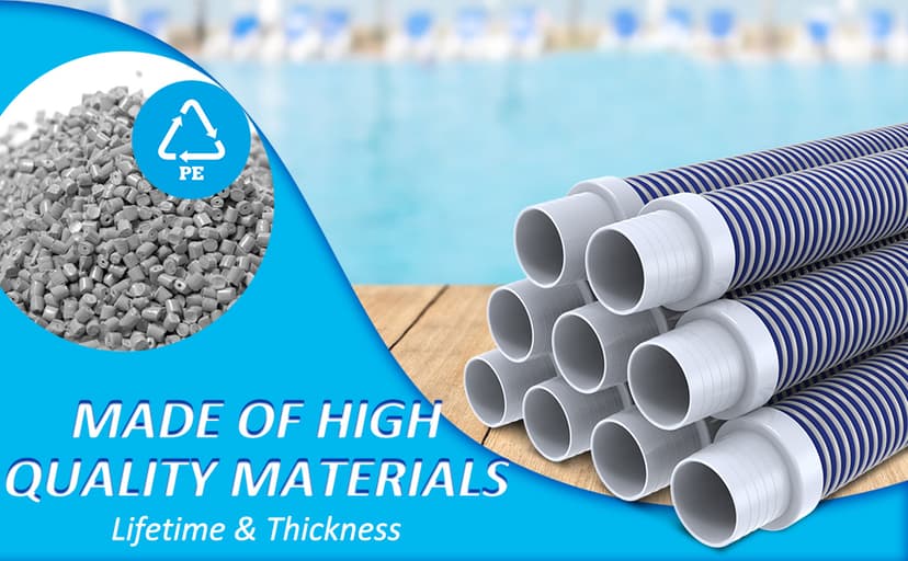 POOLWHALE Professional Swimming Pool Vacuum Cleaner Hose -1.5” 8 Piece Hoses, Perfect Vacuum Extension/Replacement - Compatible with all Major Automatic Pool Cleaners