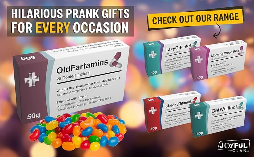 Funny Prank Pill Box with Sweets, Gag Gifts for Men, 20th 30th 40th 50th 60th 70th Birthday Gifts for Him, Novelty Joke Birthday Gifts for Boyfriend, Birthday Gift Hamper for Her