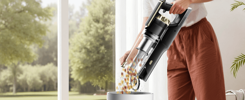 Trucozie Cordless Vacuum Cleaner, Self-Standing Lightweight Stick Vacuum with 50 mins Runtime, Powerful Suction, Anti-Tangle Wireless Vacuum for Home, Hardwood Floor, Carpet, Pet Hair, Black