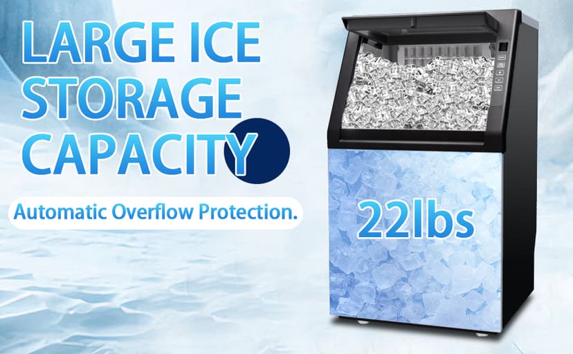 Commercial Ice Machine, 100LBS/Day Stainless Steel Freestanding Large Ice Maker, 36 Cubes in 11Mins, 24H Timer, Self-Cleaning, Ideal for Restaurant, Bars, Home and Offices