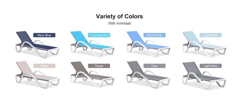 PURPLE LEAF Patio Chaise Lounge Chair Set of 3 Outside Aluminum Plastic Stackable Tanning Chairs with Armrests and Side Table for Pool Sunbathing Beach Deck Outdoor Lounger, Taupe