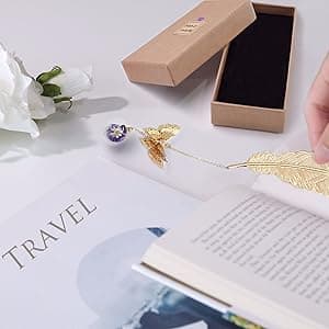 Metal Feather Bookmark with Butterfly Charms Mothers Day Gifts Teacher Appreciation Gifts for Women End of Year Teacher Gifts Birthday Gifts Bookmarks for Women Grils Mom Readers Book Lovers