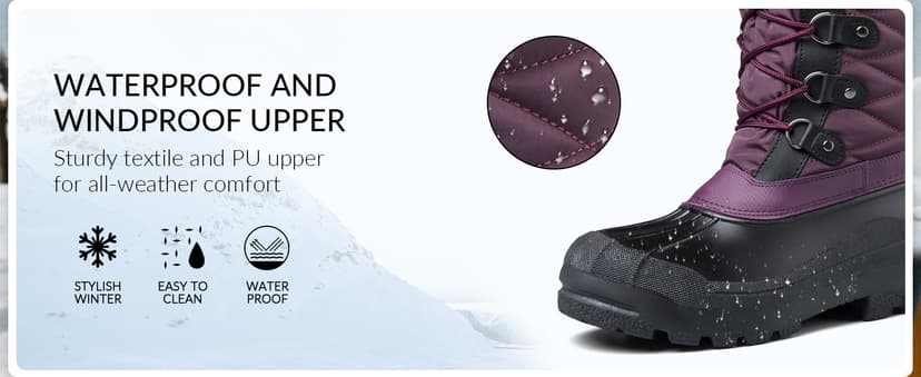 mysoft Women's Snow Boots Warm Insulated Faux Fur Lined Waterproof Mid-Calf Winter Boots