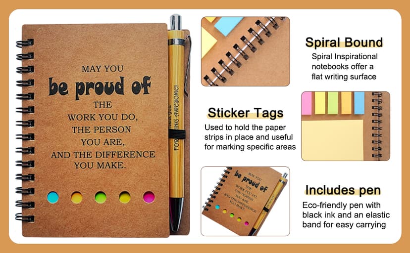 2026 Inspirational Spiral Notebook 10 Sets Portable Employee Appreciation Gifts Bulk Journals with Sticky Note Pen for Teachers Students Friends Colleagues Volunteer Nurse and Family Thank You Gifts B0DPKGP4F4