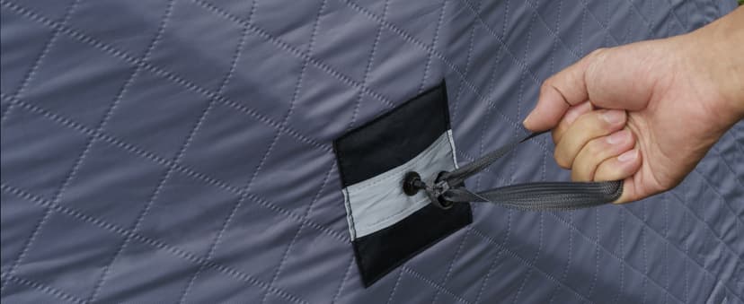 QualyQualy Insulated Pop-Up Tent with Floor - 8-10 Person Ice Fishing Shelter, 147sq.ft Windproof Ice Shack Hut with Stove Jack, Carrying Bag