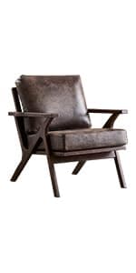 INZOY Mid Century Modern Chair with Wood Frame, Upholstered Armchair with Waist Cushion, Accent Chair for Living Room Bedroom Apartment, Easy Assembly, Beige