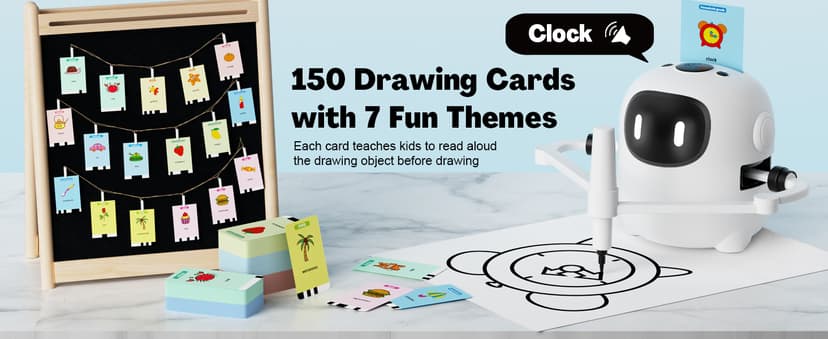 RIVGOT Drawing Robot for Kids with 150 Cards, Voice Interactive Educational Drawing Machine, Montessori Painting Learning Toys for 3 4 5 6 7 8 Year Old Boys Girls Birthday Party B0DPC68W8D