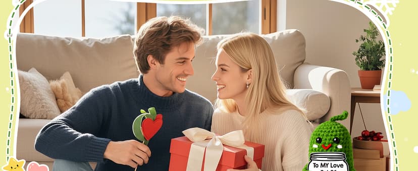 I Love You Gifts for Her, Him, Wife, Husband, Couple, Romantic Gifts for Boyfriend Girlfriend, Anniversary Perfect Gifts for Women Men, Handmade Crochet Pickle