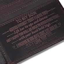 Personalized Engraved Leather Wallet for Dad Son Husband Boyfriend - Perfect for Christmas Anniversary Birthday Fathers Day Valentines Graduation Wedding - Custom Love Message Bifold Wallets for Men
