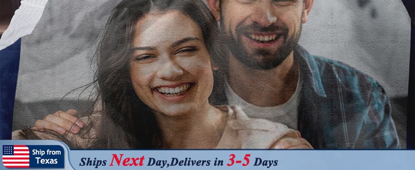 Sherpa Fleece Custom Photo Blanket - Soft, Warm, Personalized Couples Gifts for Boyfriend, Girlfriend - Customized Picture Blanket for Birthday, Christmas