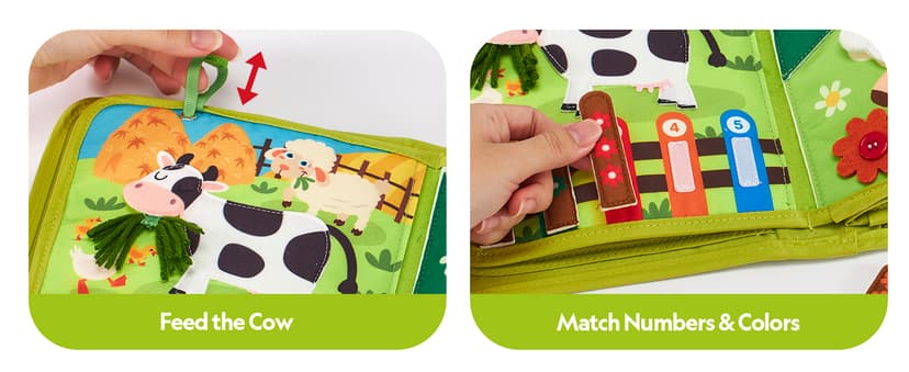 1 Year Old Boy Gifts Educational Quiet Activity Books 10 Pages, Toddler Christmas Stocking Stuffers One Year Old Travel Toys hahaland Busy Book for Toddlers 1-3 - Montessori Toys 1 Year Old Busy Board B0CR3FQ58C
