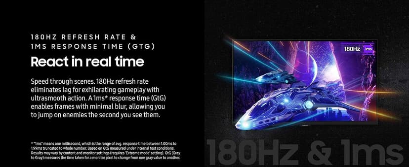 SAMSUNG 32-Inch Odyssey G50D Series QHD Fast IPS G-Sync Compatible Gaming Monitor, 1ms, VESA DisplayHDR 400, 180Hz, AMD FreeSync, Adjustable Stand, Eye Saver Mode, LS32DG502ENXZA, 2024