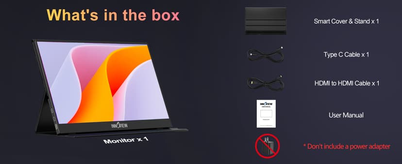 InnoView Portable Monitor, 15.6 Inch FHD 1080P HDMI USB C Second External Monitor for Laptop, Desktop, MacBook, Phones, Tablet, PS5/4, Xbox, Switch, Built-in Speaker with Protective Case