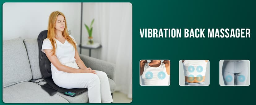 Snailax Vibration Back Massager with Heat, Seat Massager with 8 Vibrating Motors & 5 Modes, Chair Massager Cushion, Massage Pad for Chair, Office, Gifts for Mom