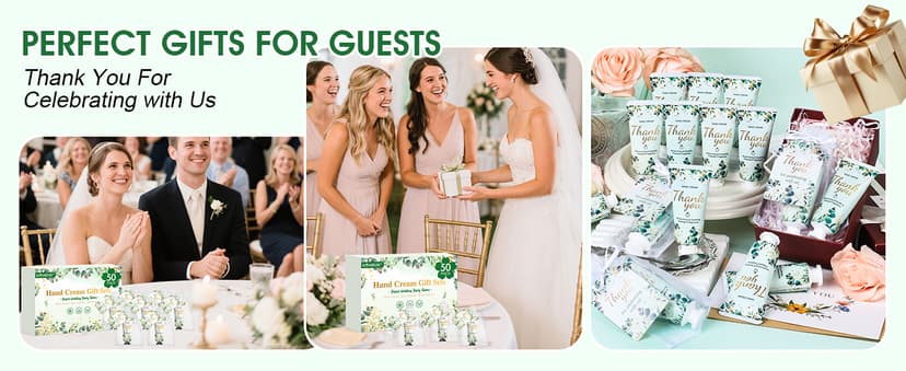 50 Pack Bulk Hand Cream Gifts Sets, Wedding Party Favors, Bridal Shower Gifts and Baby Shower Party Favors for Guests with Organza Bag and Thank You Card, Bulk Thank You Gifts for Women(Eucalyptus)