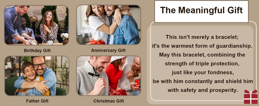 Bracelet Gifts for Men, Triple Protection Black Obsidian Hematite Tiger Eye Beaded Natural Stone Bracelets Birthday Christmas Stocking Stuffers Healing Jewelry Gifts for Him