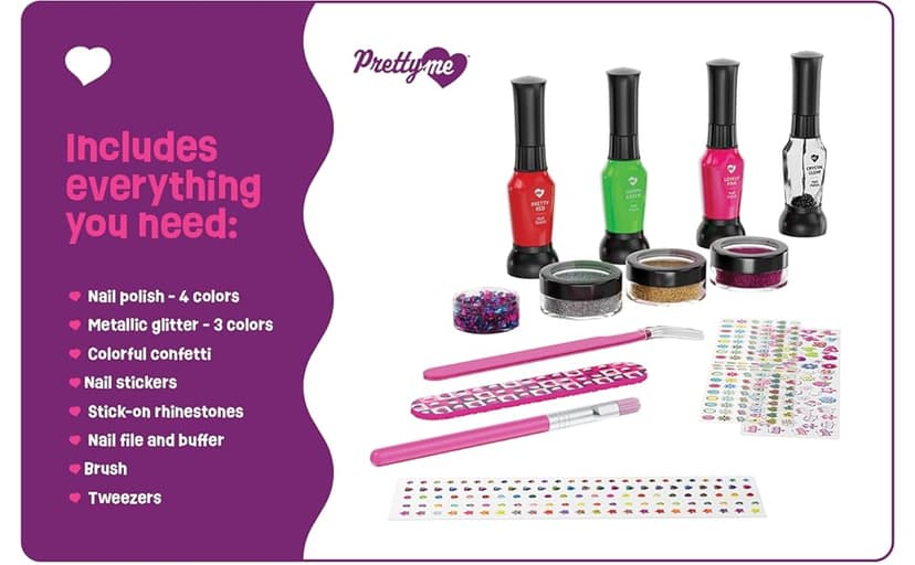 Nail Art Studio for Girls - Birthday Gift - Nail Polish Kit for Kids Ages 7-12 Years Old - Girl Gifts Ideas - Gift Set - Girly Stuff - Polish, Pens, Glitter, Stickers, Gems, Filer - 8 9 10 11 12 Year