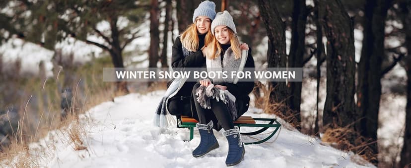 HARENCE Womens Winter Boots Comfort Snow Warm Fur Lined Outdoor Waterproof