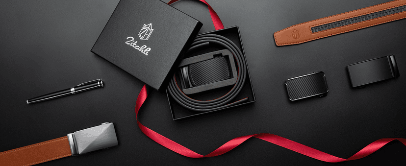 Zitahli Ratchet Belt for Men - 2 Packs Leather Mens belt For Gift Men Dress and Casual,Trim to Fit