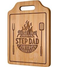 AceThrills Step Dad Gifts for Step Dad Birthday, Christmas, Fathers Day - Engraved Bamboo Cutting Board 12.3"L x 8.7"W x 0.4"Th