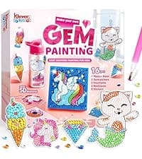 Klever Kits 4PCS Window Art Suncatcher Kits, Fun Gem Painting Kits, Diamond Art and Crafts for Boys Girls, Great Crafts Gift for Kids Birthdays Christmas Ages 6+