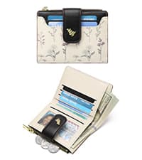 GAEKEAO Small Wallets for Women RFID Blocking Leather Bifold Zipper Pocket Wallet Credit Card Holder with ID Window