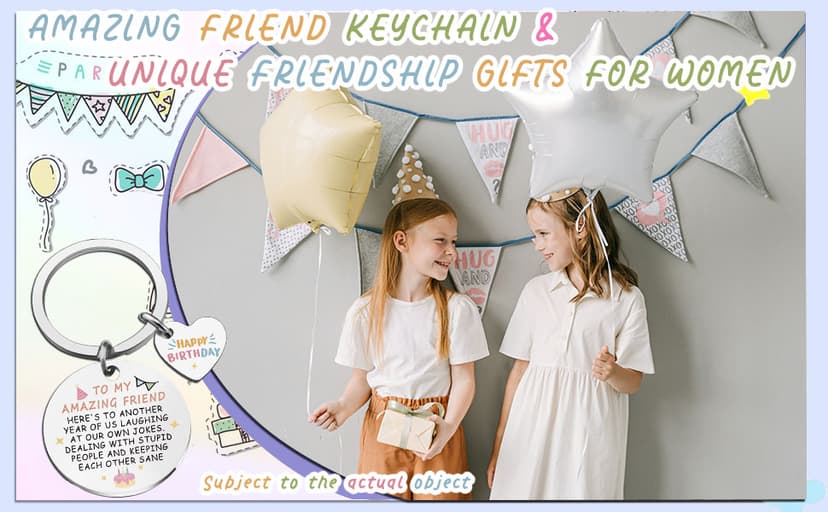 Best Friend Birthday Gifts for Women Girls Happy Birthday Bestie Gift Funny Friendship Gifts for BFF Coworker Classmate To My Amazing Friend Keychain