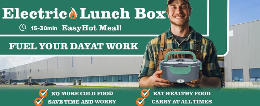 Buddew Electric Heated Lunch Box, 100W Fast Heating, 1.5L Food-Grade 304 Stainless Steel, 12V/24V/110V Portable Food Warmer for Car Truck Office Adults, Lonchera Electrica Portatil (Green) B09G2X39MK