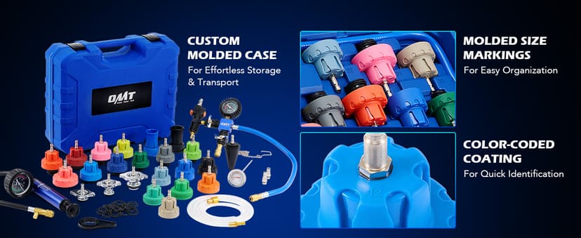 Orion Motor Tech Coolant Pressure Tester Kit, 31pc Master Coolant Vacuum Refill Kit with 23 Radiator Adapters, Radiator Cooling System Pressure Tester Kit with Vacuum Pump Vacuum Purge & Refill Tool