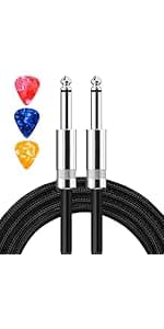 Aqdocvf Guitar Cable, Guitar Cord 10ft, AMP Cord for Bass & Electric Guitars/Keyboard/Mandolin, Pro Audio Instrument Cable (Right Angle to Straight, Black)