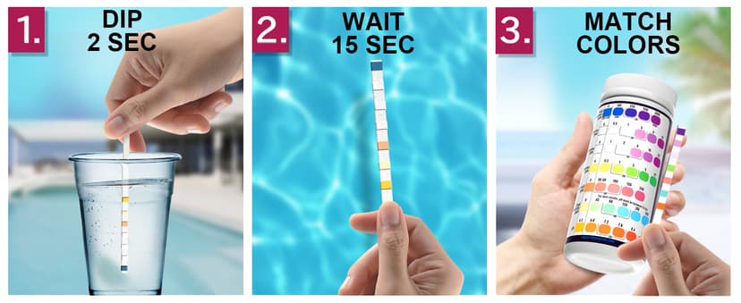 EASYTEST 7-Way Pool Test Strips, 150 Strips Water Chemical Testing for Hot tub and Spa, Accurate Test Bromine, Total Alkalinity, pH, Free Chlorine, Total Hardness, Cyanuric Acid, and Total Chlorine