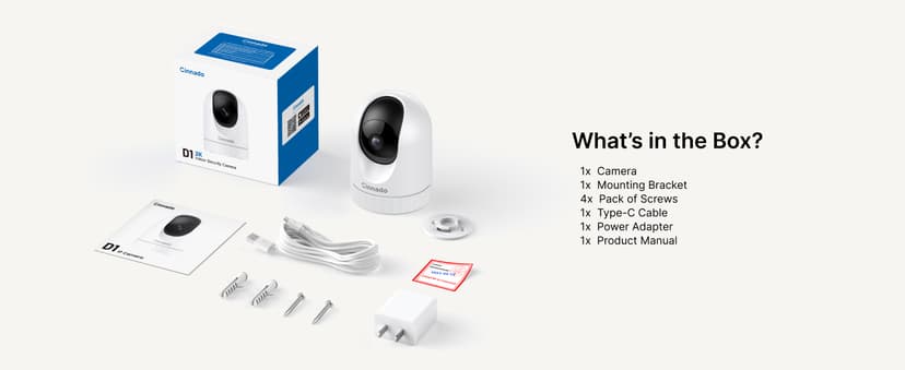 Cinnado 2K Home Security Cameras-2.4Ghz WiFi Indoor Camera with 360° Motion Detection for Pets/Nanny/Baby/Dog, 2 Way Audio, 24/7 SD Card Storage, Cloud Storage, Works with Alexa & Google Home, D1 4P