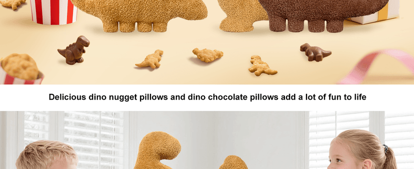 Dino Nuggets Pillow Plush, Dinosaur Chicken Plush Nuggets Pillow for Funny Birthday Gifts, Cute Funny Stuffed Animals for Boy and Girl, Dinosaur Gifts for Kids Teens and Adults (Tyran Rex, Small) B0CT2MFJ23