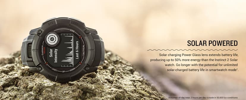 Garmin Instinct 2X Solar - Tactical Edition, Rugged GPS Smartwatch, Built-in Flashlight, Ballistics Calculator, Solar Charging Capability, Coyote Tan