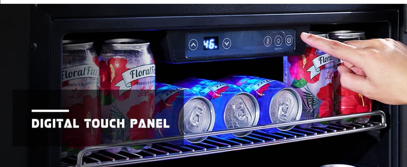 Albott Beverage Refrigerator-24 In fridge with Glass Door, Adjustable Shelves and LED Touch Panel, Under Counter Design for Wine Beer, Built-In or Freestanding Use, 34-64℉