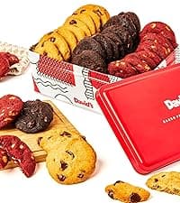 David's Cookies Merry Christmas Mini Cookies in Sweet Sampler Tin - Assorted Mini Christmas Cookies with Chocolate & White Chocolate Chip and Red Velvet - Gourmet Cookie Gift Basket for Holidays 14oz
