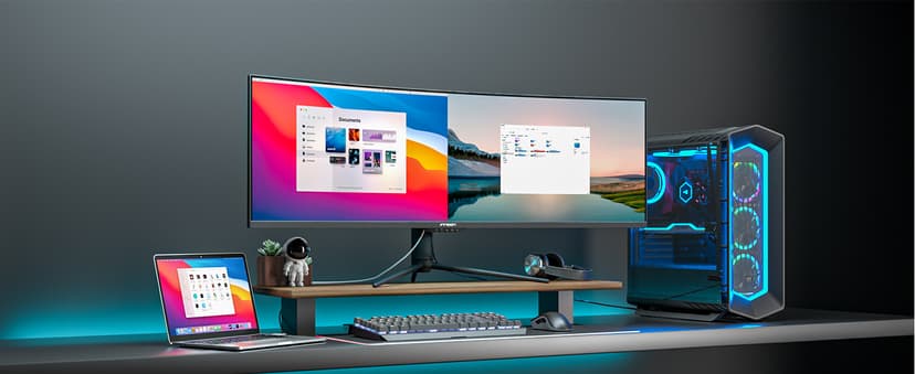 INNOCN 49" Curved Gaming Monitor 144Hz Ultrawide 32:9 WDFHD 3840 x 1080P, R1800, 99% sRGB, HDR400, USB Type C, DisplayPort, HDMI, Built-in Speakers, Height/Tilt Adjustable - 49C1G