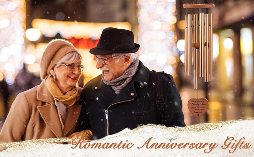 Golden 50th Anniversary Decorations for Couples, Parents & Friends, 32" Wind Chimes Includes Gift Box AMBOBE 50th Wedding Anniversary Wind Chime Gifts B0FSSL284Y