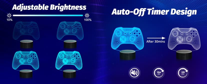Attivolife Gamepad 3D Illusion Lamp, Controller Night Light with Remote Control + Timer 16 Color Changing Desk Lamp Kids Gamer Room Decor Plug in Best Cool Festival Birthday Gift for Boy Men B08Y5J1ML5
