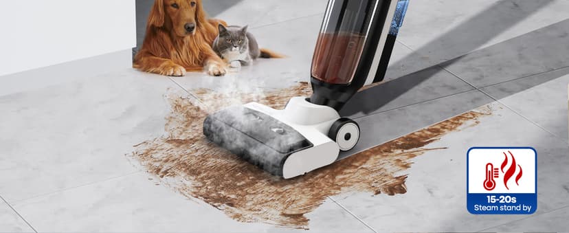 4-in-1 Steam Vacuum Mop Self-Cleaning Wet Dry Vacuum for Hardwood Floors Carpets 212°F High-Temperature Steam with LED Display