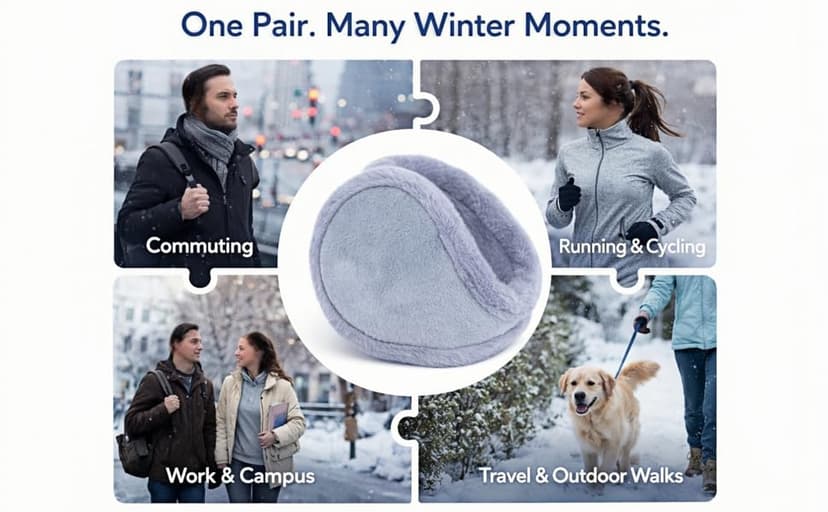 oliwex Ear Muffs for Winter, Behind-the-Head Ear Warmers, Lightweight Windproof for Men Women Running Commuting Outdoor