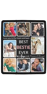 Gifts for Friend Customized Blanket with Photo, Make a Personalized Friends Blankets with Picture Custom Memories Souvenir Throw Blanket for Best Friends Ever, 8 Collage Made in USA B09WXXVKZL