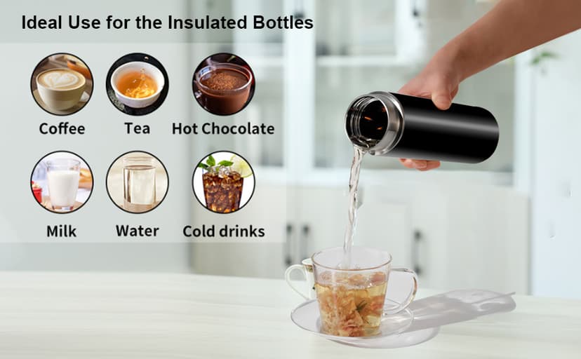 Smart Water Bottle Stainless Steel Vacuum Flask,Travel Mug with Smart LCD Touch Screen, Keep Hot Or Cold, Car Portable Travel Tea Coffee Vacuum Thermo Cup,Insulated Water Bottle (Blue)