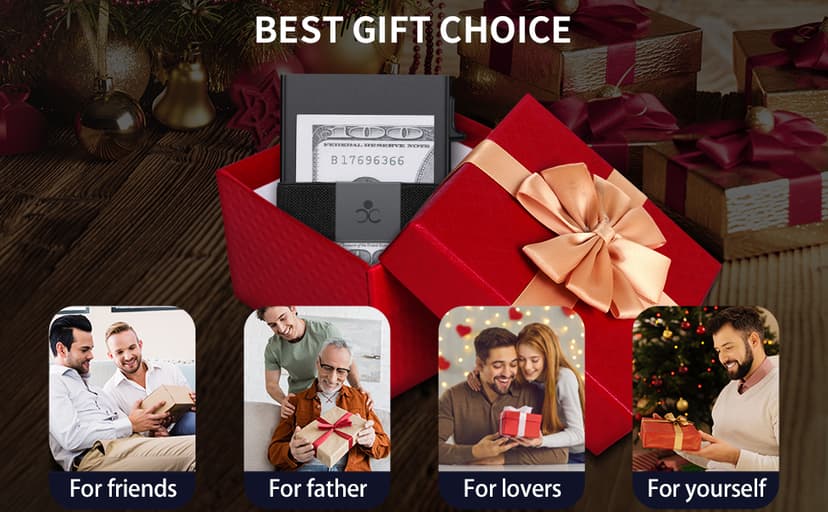 SEMORID Slim Aluminum Card Holder Wallet for Men, Durable Expandable Backplate, RFID Blocking Minimalist Metal Pop Up Wallet, Holds 12+ Cards Plus Cash (Black)