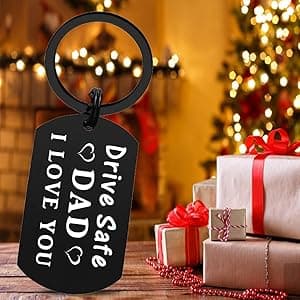 ENGZHI Drive Safe Dad Keychain - I Love You Gifts from Daughter Son, Daddy Birthday Gift Ideas Fathers Day Chirstmas for Men