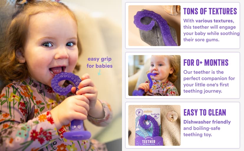 – Made in USA Medical Grade Silicone Teether for Infants – Multi-Stage Molar Relief & Interactive Parent-Finger Fit – 0-24 Months