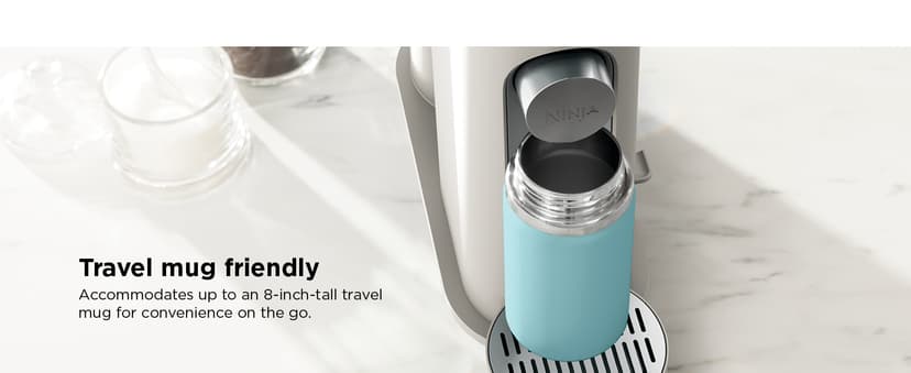 Ninja Pod & Grounds Specialty Single-Serve Coffee Maker, K-Cup Pod Compatible, Brews Grounds, Compact Design, Built-In Milk Frother, 56-oz. Reservoir, 6-oz. Cup to 24-oz. Mug Sizes, Stone, PB051ST