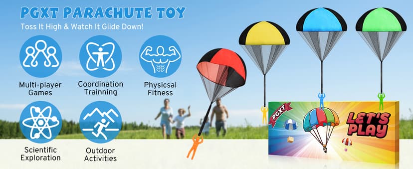 Parachute Toy for Kids, Outdoor Toys Flying Parachute Men, Inside & Outside Toys for or 3 4 5 6 7 8 9 10 11 12 Year Old, Christmas Stocking Stuffers for Kids Idea 2025 Unique Boys Party Favors
