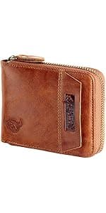 Admetus Mens RFID Blocking Wallets Zipper Leather Wallet for Men Bifold RFID Card Holder