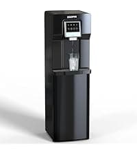 Self Cleaning Hot and Cold Bottom Load Water Cooler Dispenser with Ice Maker 5 Gal Built-in Bullet Ice Maker 22lbs Daily Capacity Black